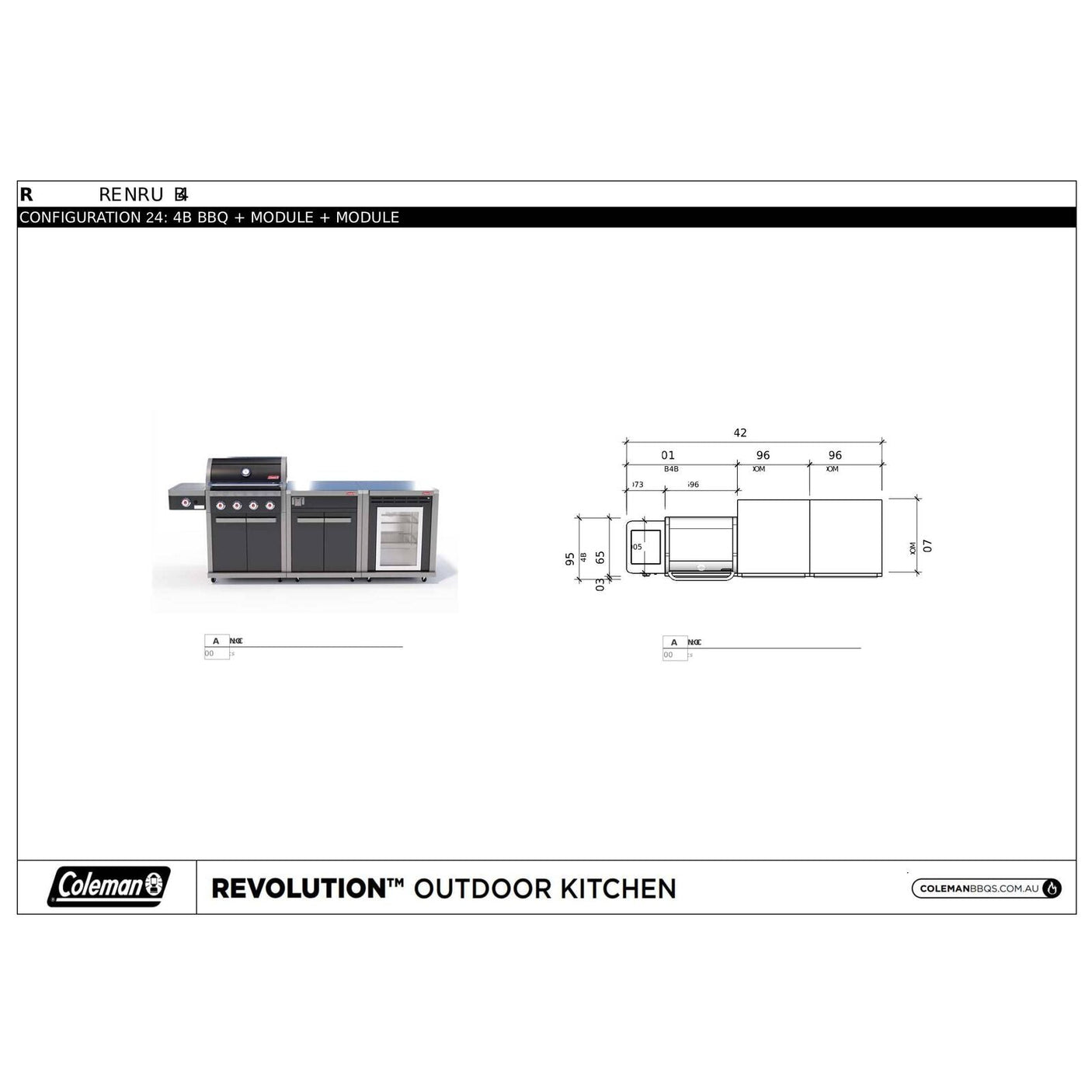 Coleman Revolution 4 Burner Kitchen with Storage (No Drawer) and Fridge Modules - Black Gloss — image 8