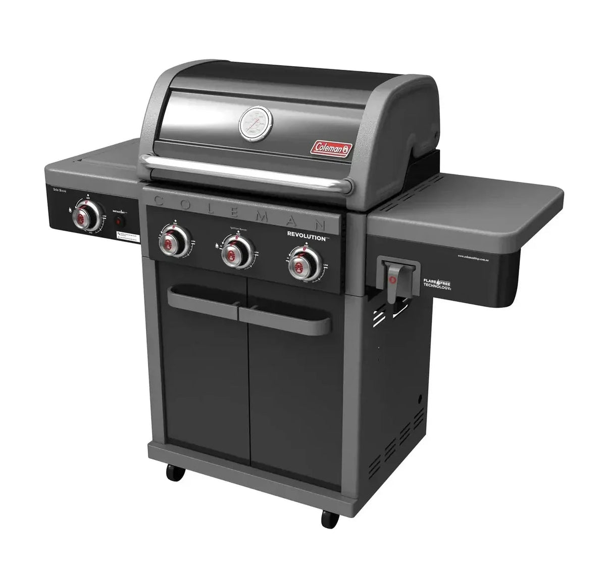 Coleman Revolution 3 Burner Gas BBQ w/ Side Stove Black REV3BGL — image 1