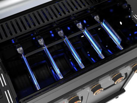 Coleman Revolution 5-Burner Gas BBQ with all five burners lit