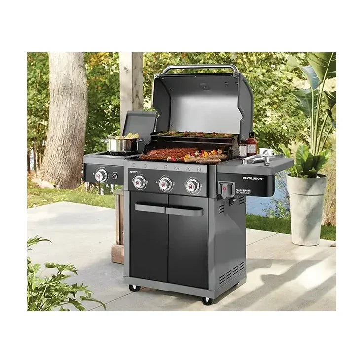 Coleman Revolution 3 Burner Gas BBQ w/ Side Stove Black REV3BGL — image 3