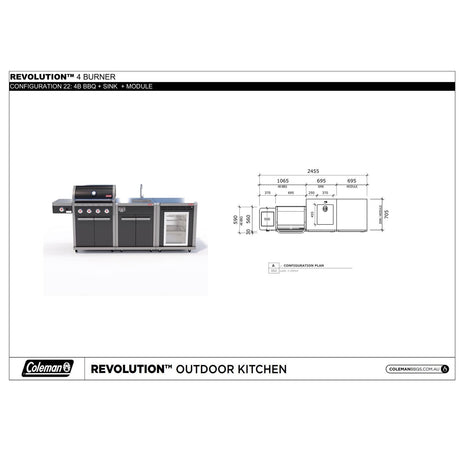 Coleman Revolution 4 Burner Kitchen with Sink and Fridge Module - Matt Black — image 6