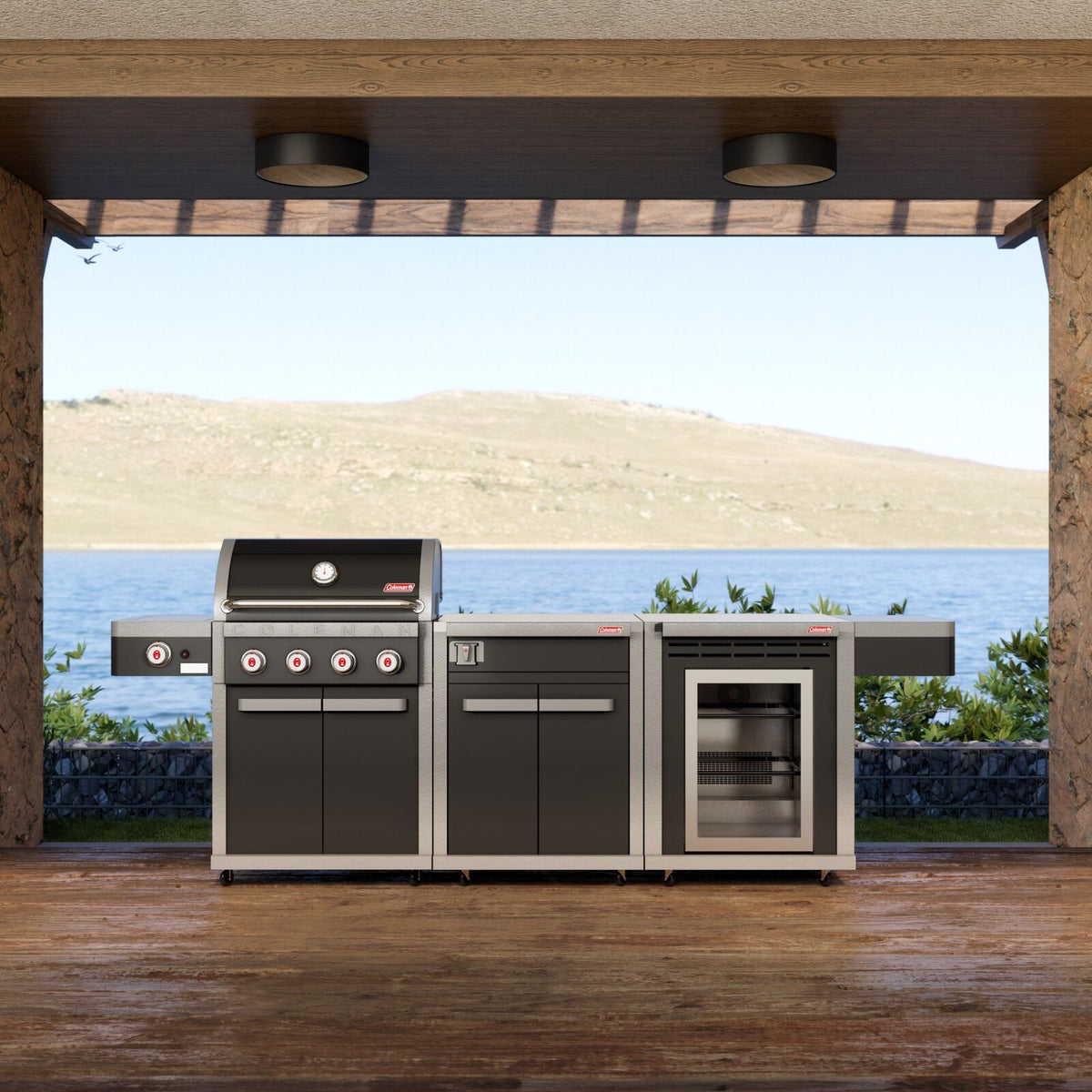 Coleman Revolution 4 Burner Kitchen with Storage (No Drawer) and Fridge Modules - Black Gloss — image 6