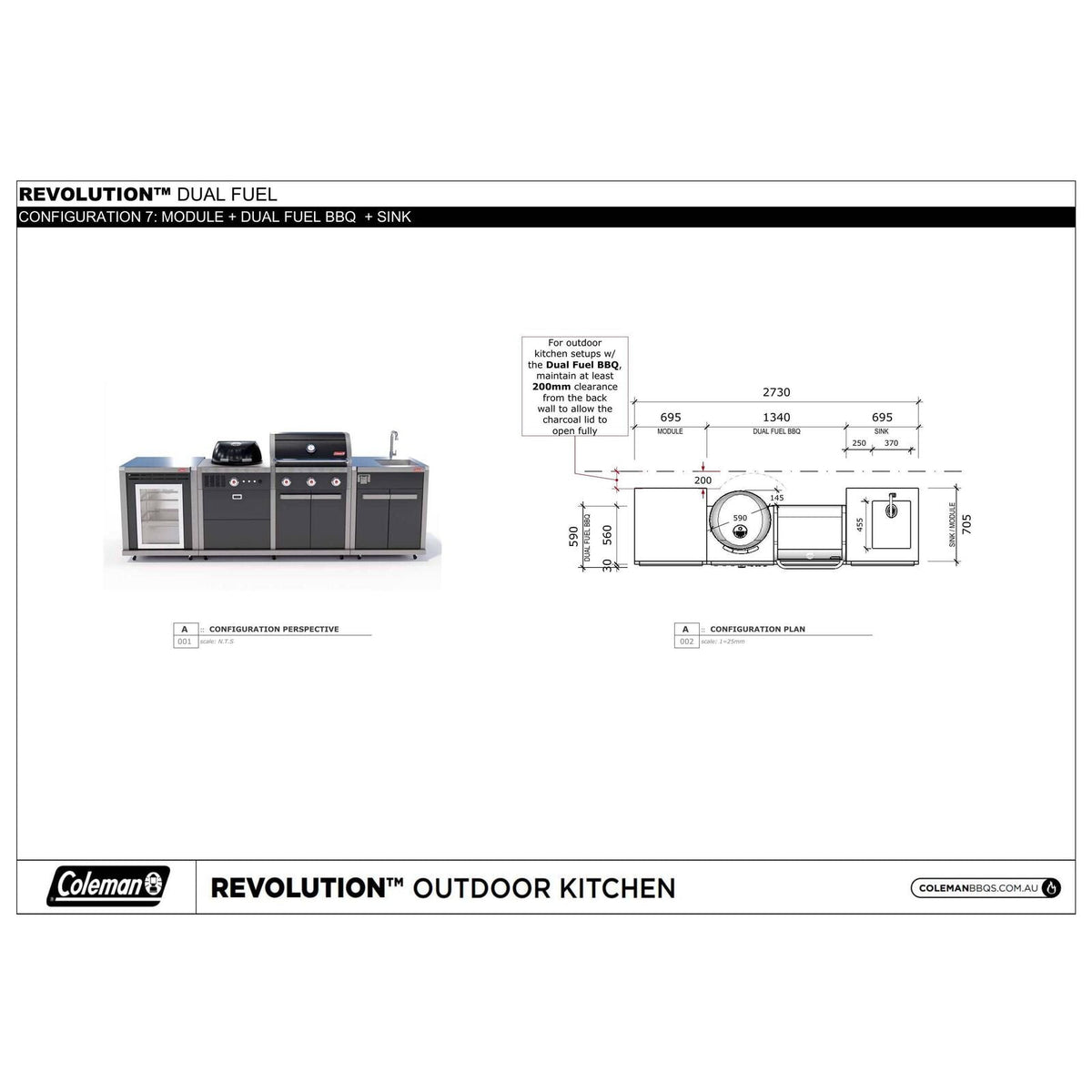 Coleman Revolution Dual Fuel Kitchen with Sink and Fridge Modules - Black Gloss — image 6