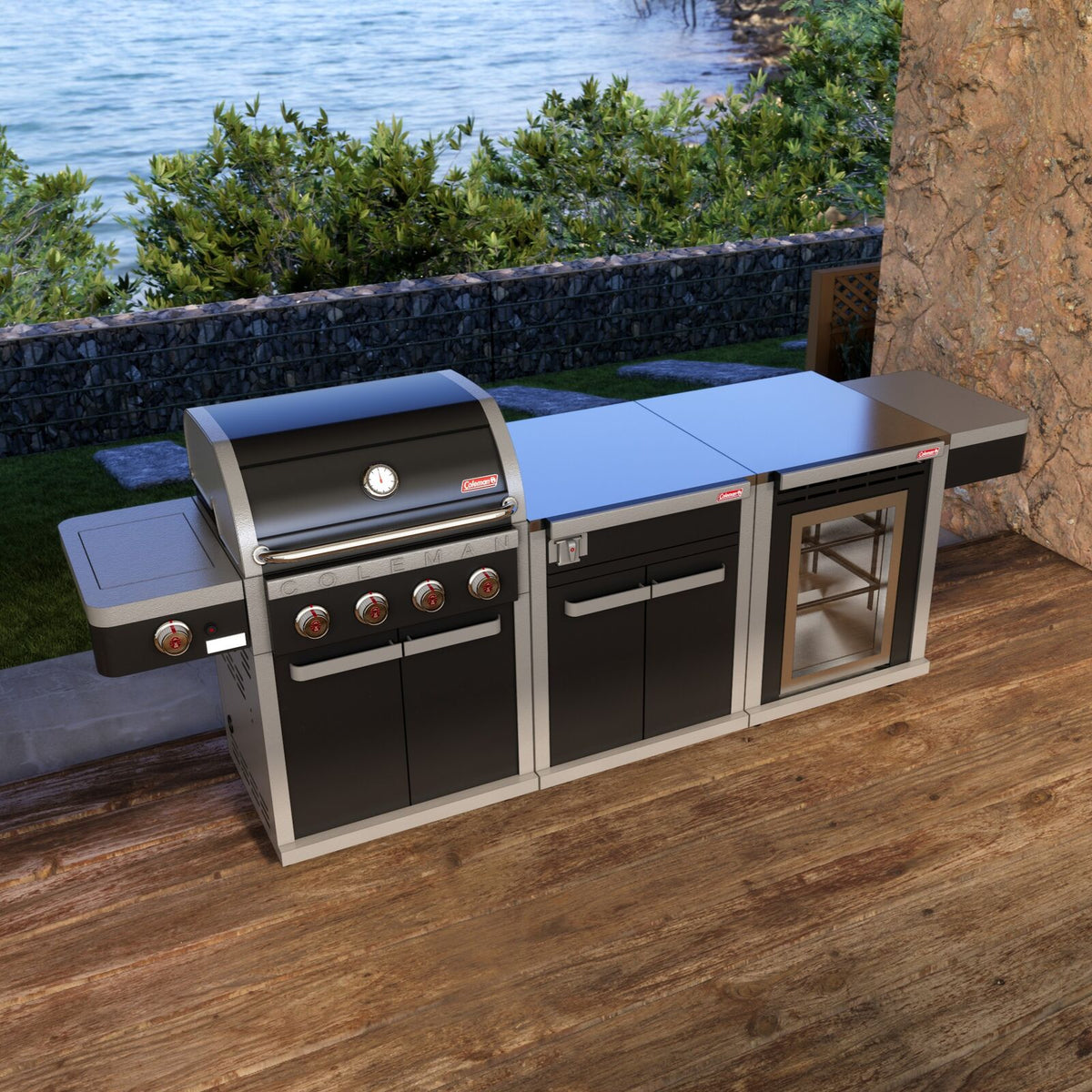 Coleman Revolution 4 Burner Kitchen with Storage (No Drawer) and Fridge Modules - Black Gloss — image 7