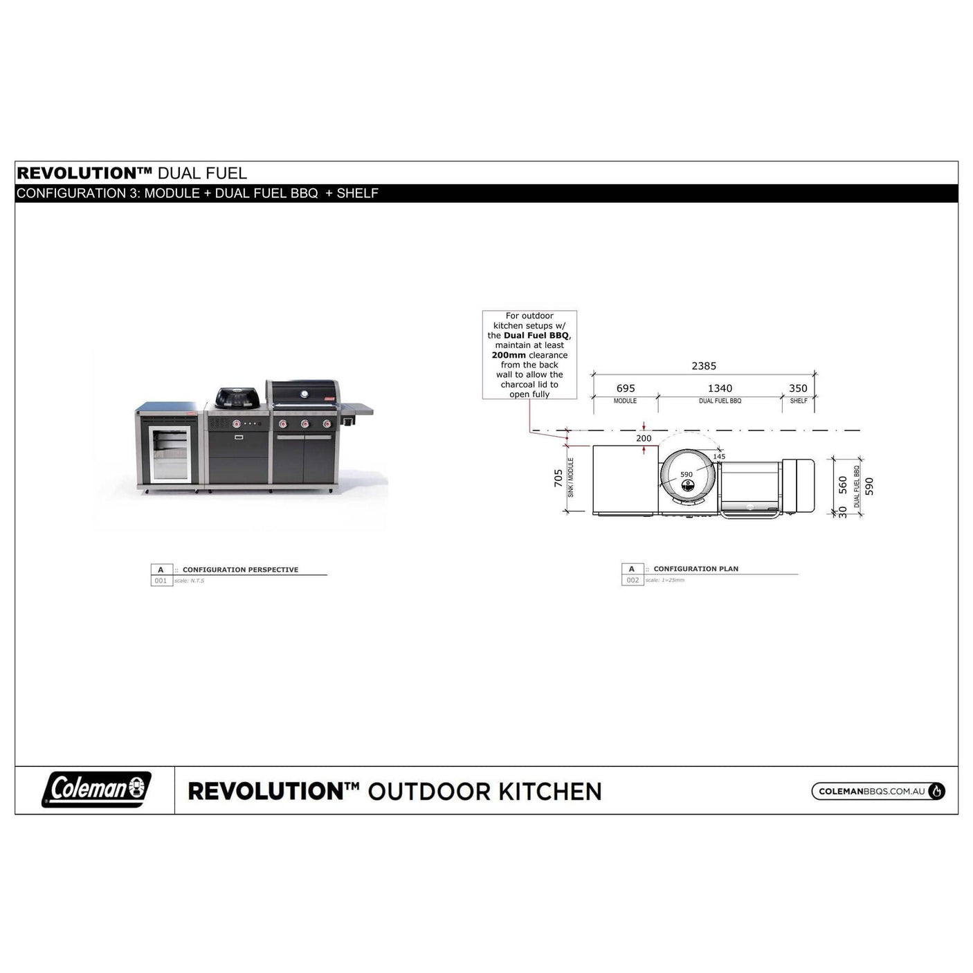 Coleman Revolution Dual Fuel Kitchen with Fridge Modules - Black Gloss — image 7