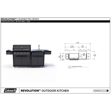 Coleman Pro Series 5 Burner Kitchen with Sink Module - Matt Black — image 8