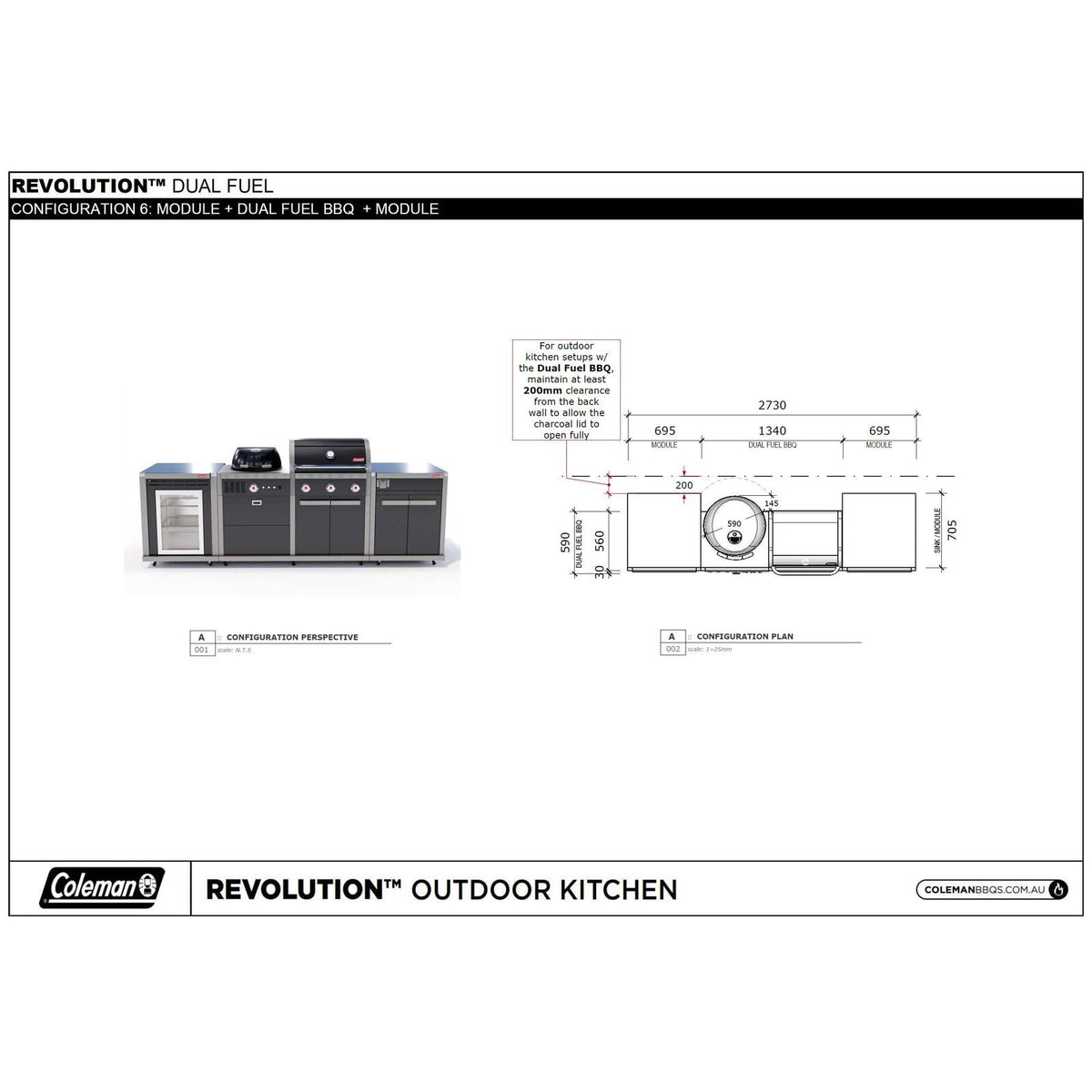 Coleman Revolution Dual Fuel Kitchen with Storage (No Drawer) and Fridge Modules - Black Gloss — image 8