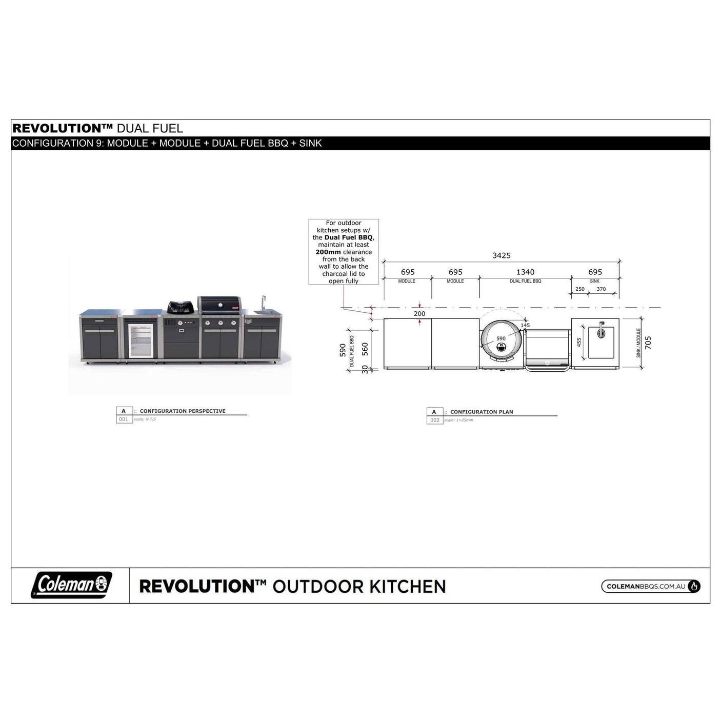 Coleman Revolution Dual Fuel Kitchen with Sink Fridge and Storage Modules - Black Gloss — image 9