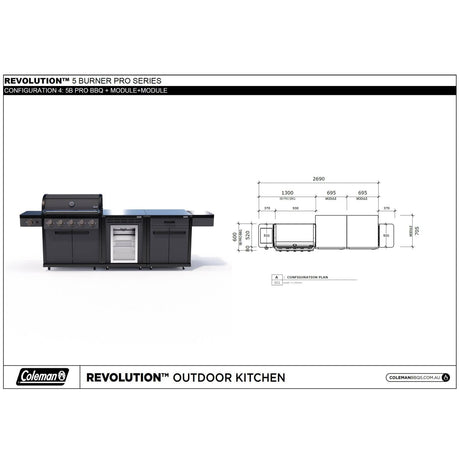Coleman Pro Series 5 Burner Kitchen with Fridge and Storage Module - Matt Black — image 10
