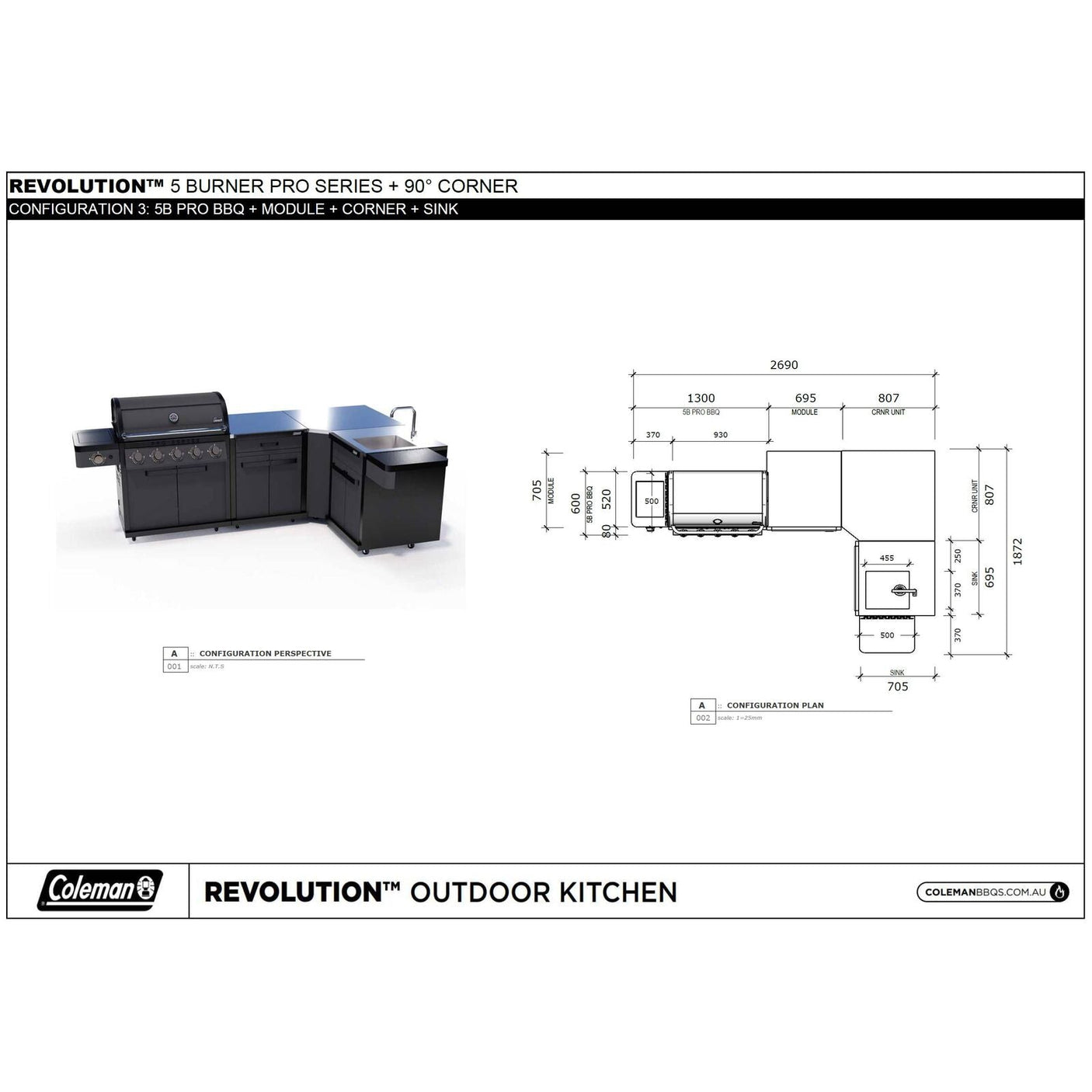 Coleman Pro Series 5 Burner Kitchen with Storage Corner and Sink Module - Matt Black — image 10