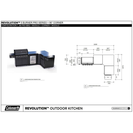 Coleman Pro Series 5 Burner Kitchen with Fridge Corner and Storage Module - Matt Black — image 11