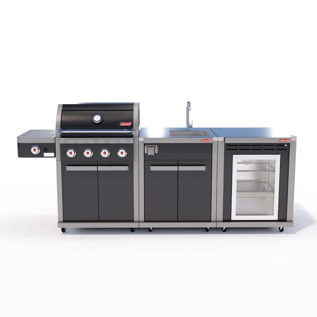 Coleman Revolution 4 Burner Kitchen with Sink and Fridge Module - Black Gloss — image 1