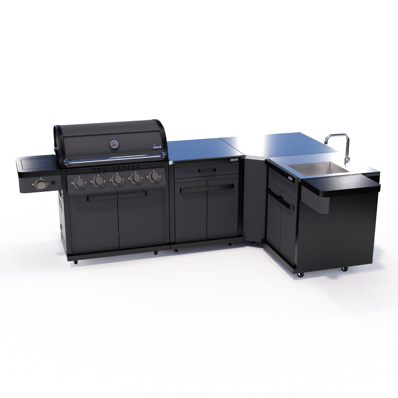 Coleman Pro Series 5 Burner Kitchen with Storage Corner and Sink Module - Matt Black — image 1