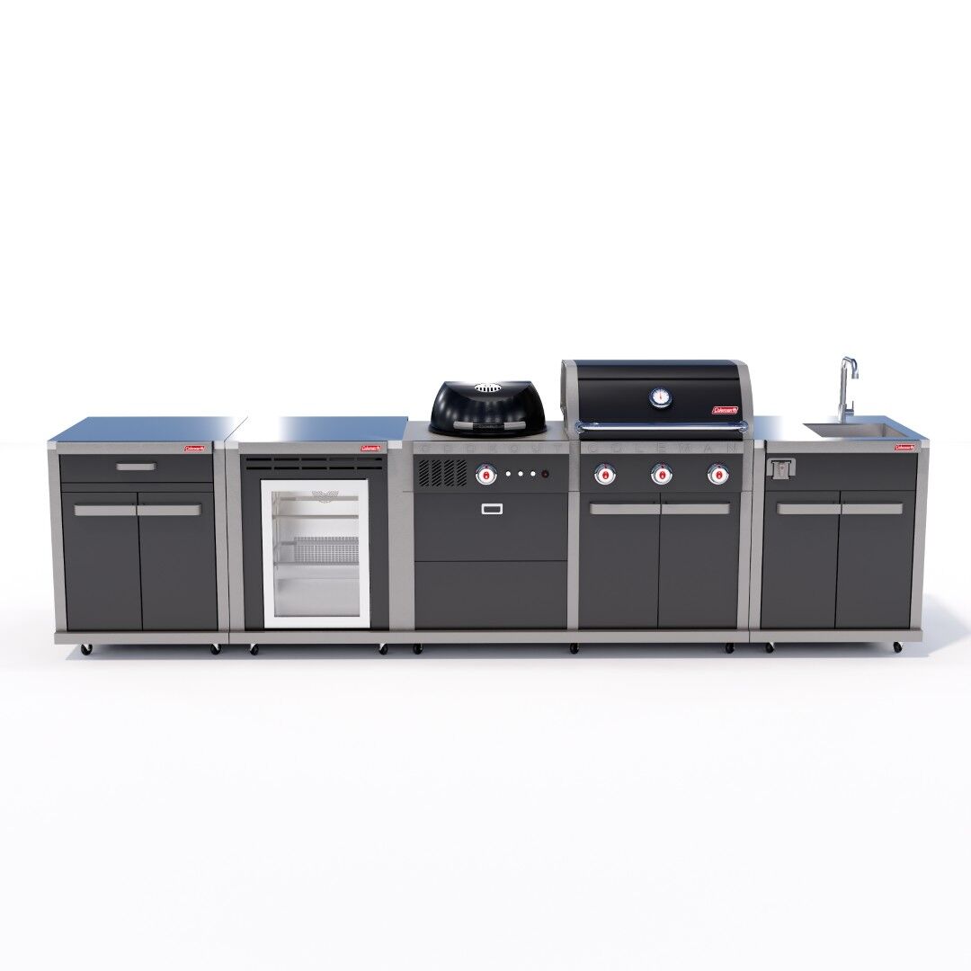 Coleman Revolution Dual Fuel Kitchen with Sink Fridge and Storage Modules - Black Gloss — image 1