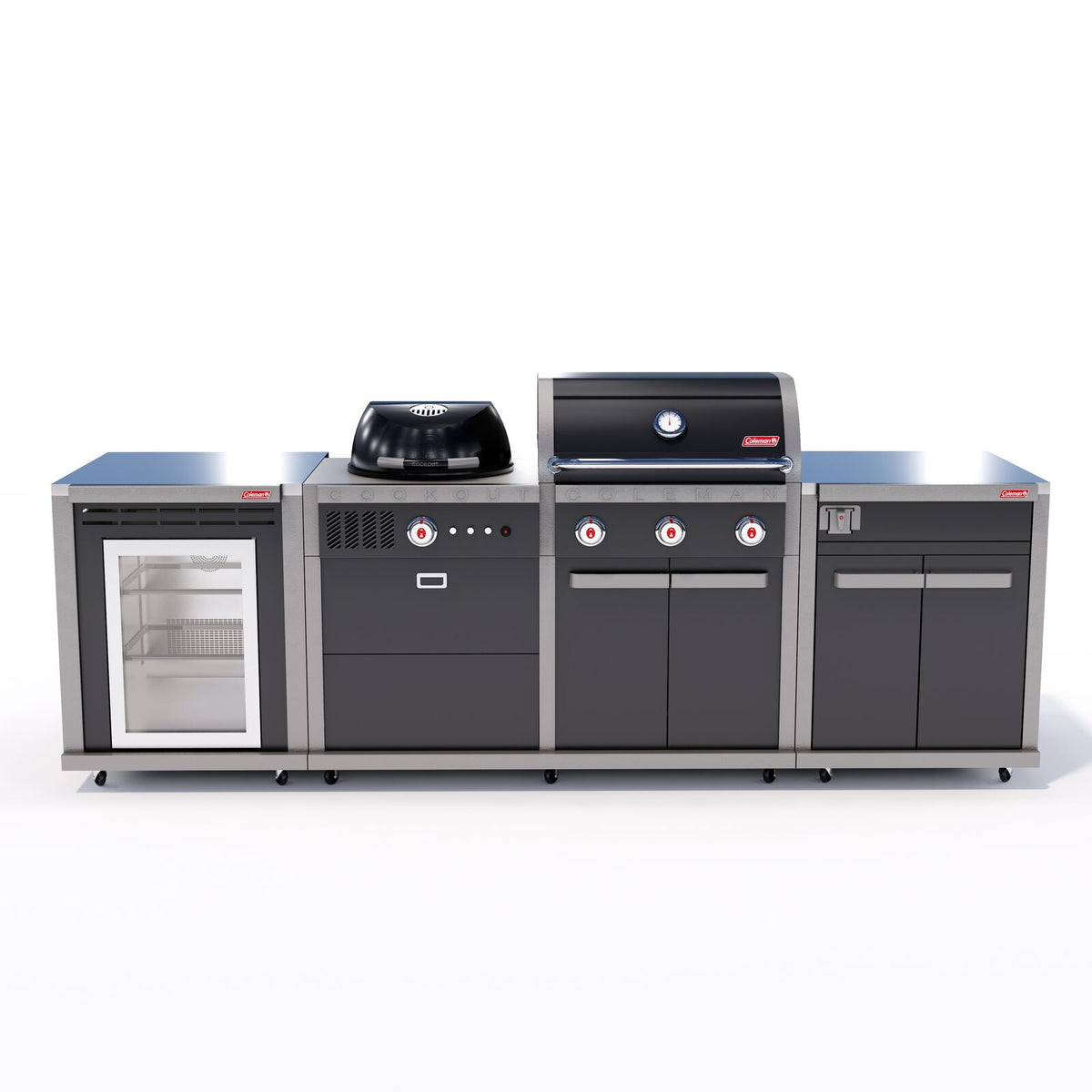 Coleman Revolution Dual Fuel Kitchen with Storage (No Drawer) and Fridge Modules - Black Gloss — image 1